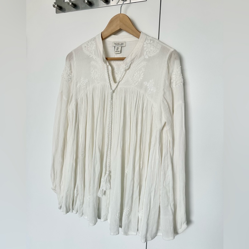 Rachel Zoe Ivory Embroidered Peasant Blouse